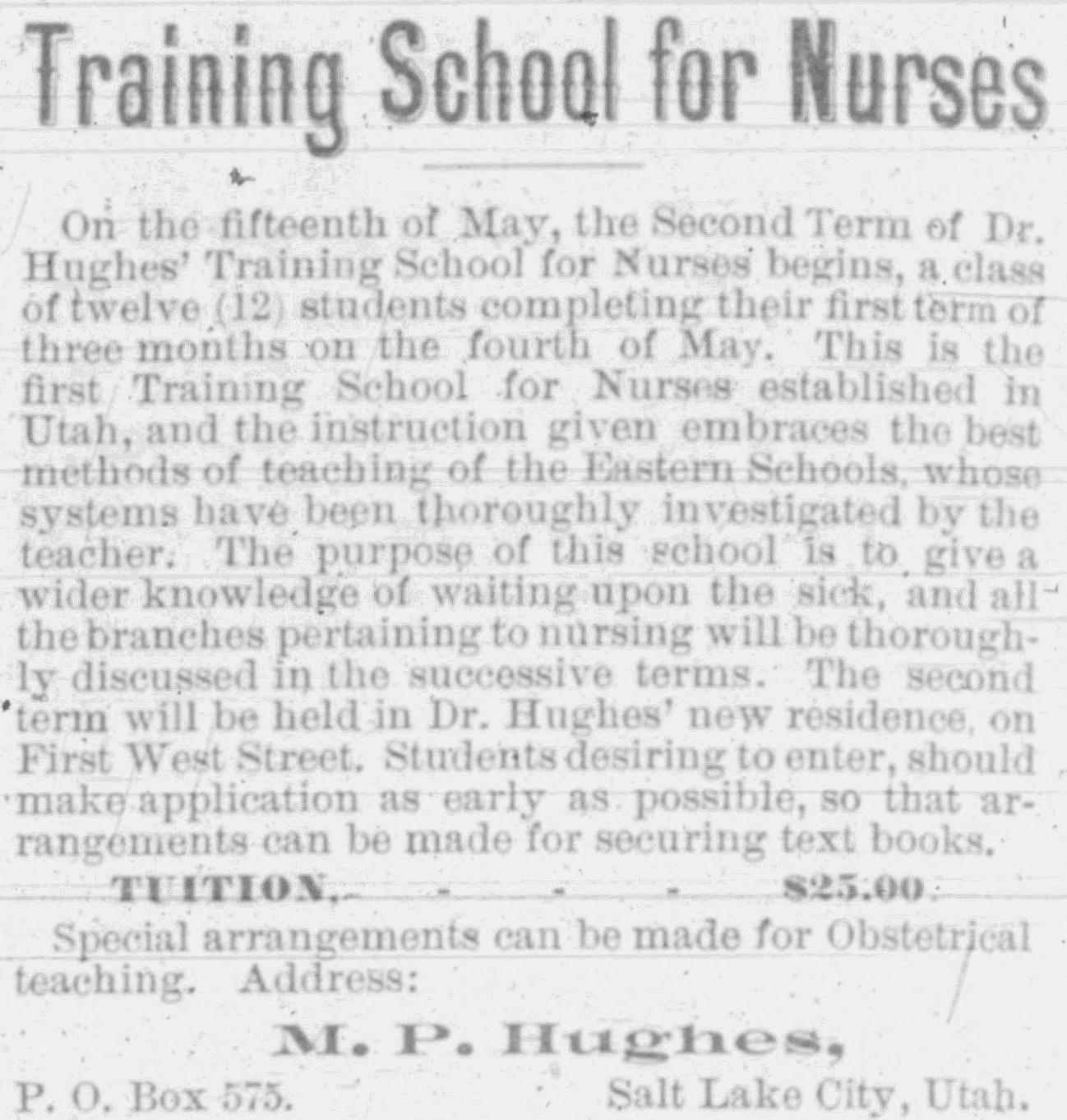 An advertisement by from the 1889-04-15 issue of the Woman's Exponent